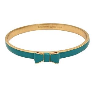 KATE SPADE • Take a Bow Bangle Fuji Blue Stacking Layering Gold Bracelet